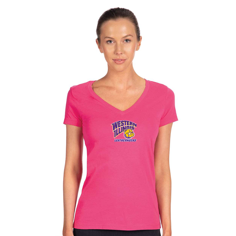 Women's Western Illinois Leathernecks  Next Level V-Neck T-Shirt